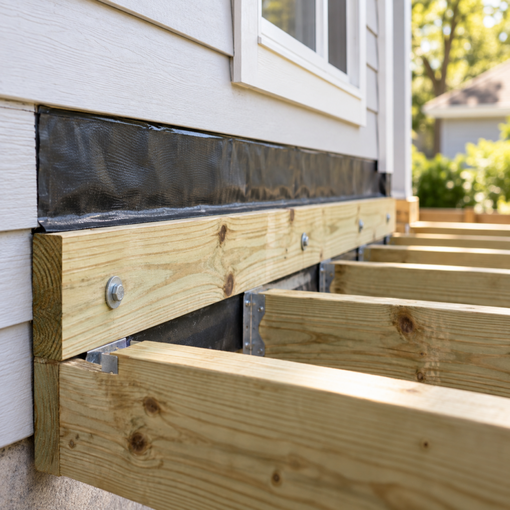 Ledger protection on deck framing