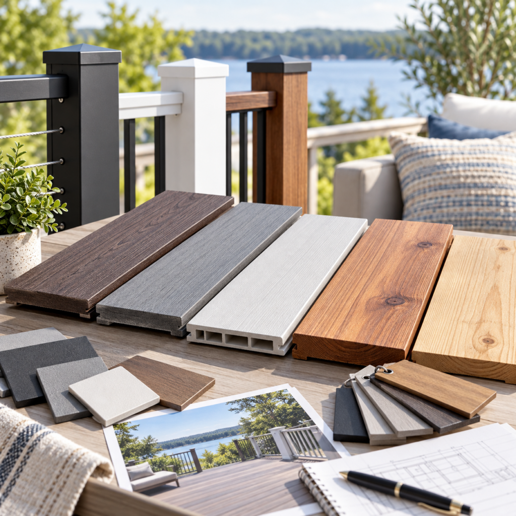 Composite PVC pressure-treated cedar and redwood decking options