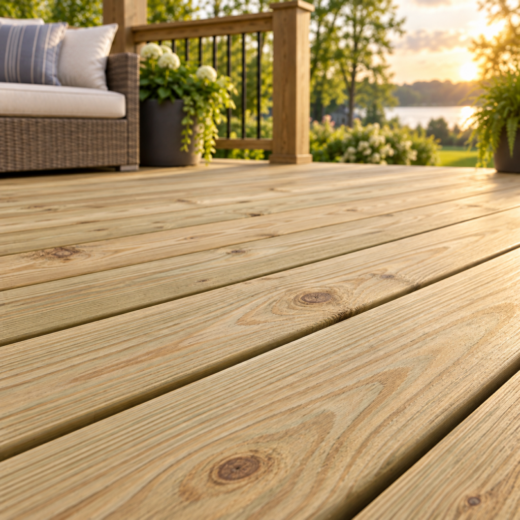 Pressure-treated wood decking
