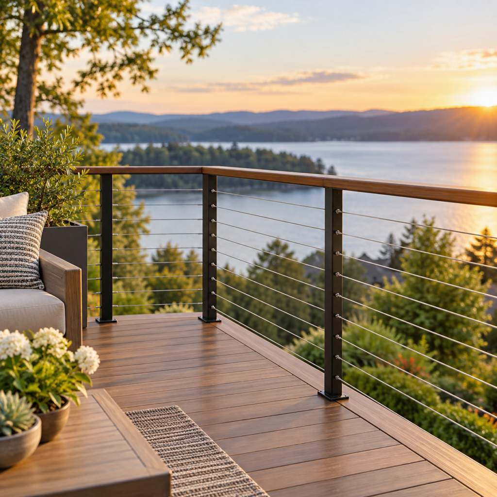 Cable deck railing